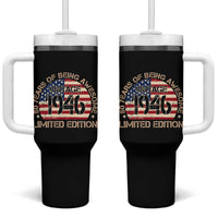 80th Birthday Tumbler With Handle Vintage 1946 80 Year Old Birthday USA Flag