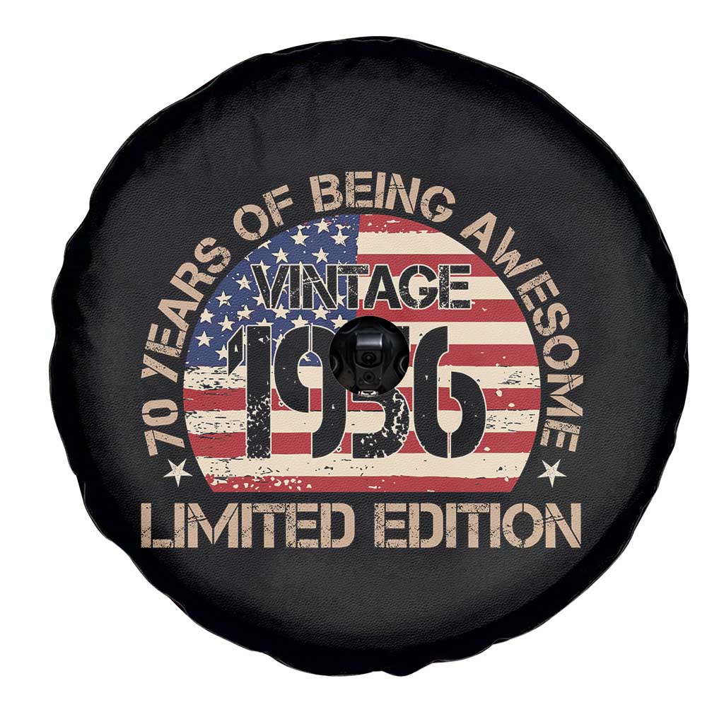 70th Birthday Spare Tire Cover Vintage 1956 70 Year Old Birthday USA Flag