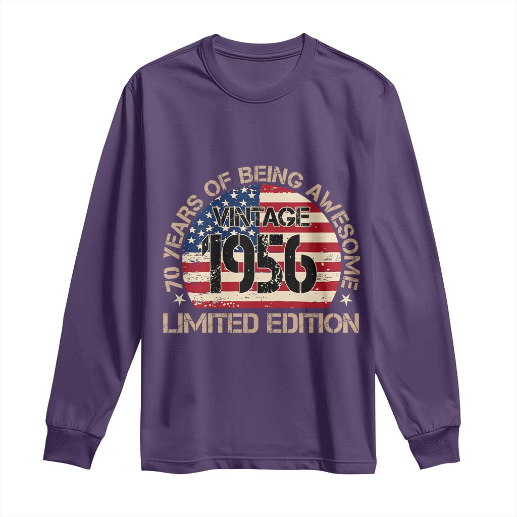 70th Birthday Long Sleeve Shirt Vintage 1956 70 Year Old Birthday USA Flag