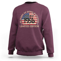 70th Birthday Sweatshirt Vintage 1956 70 Year Old Birthday USA Flag