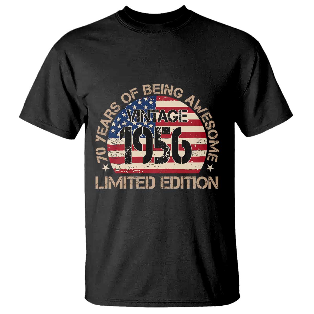 70th Birthday T Shirt Vintage 1956 70 Year Old Birthday USA Flag