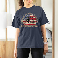70th Birthday T Shirt For Women Vintage 1956 70 Year Old Birthday USA Flag