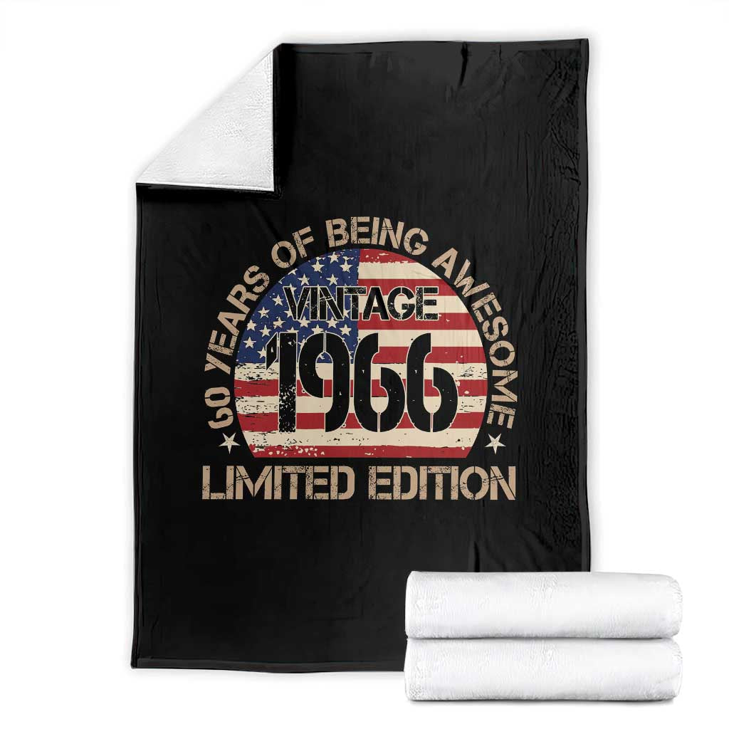 60th Birthday Throw Blanket Vintage 1966 60 Year Old Birthday USA Flag