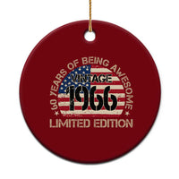 60th Birthday Ceramic Ornament Vintage 1966 60 Year Old Birthday USA Flag