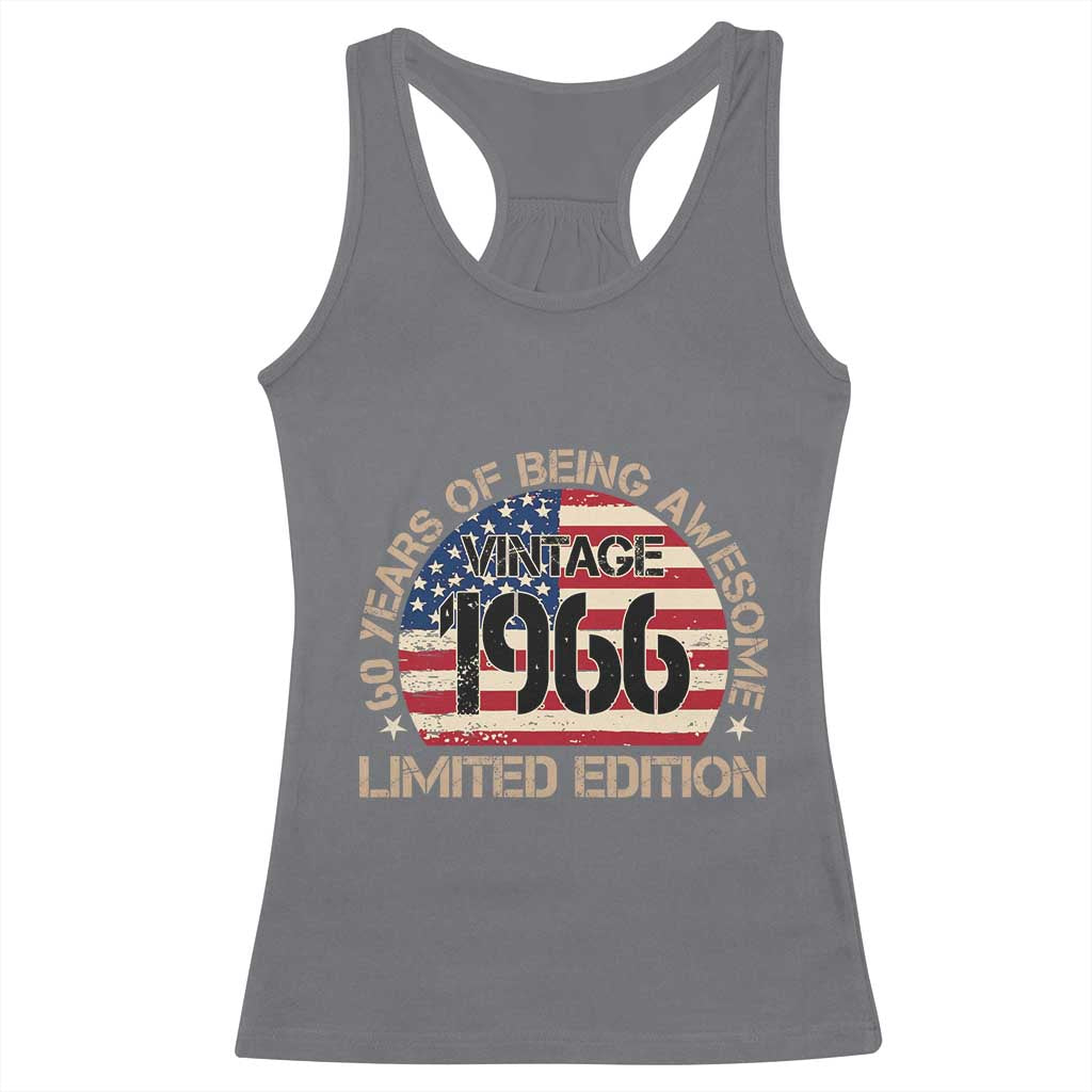 60th Birthday Racerback Tank Top Vintage 1966 60 Year Old Birthday USA Flag