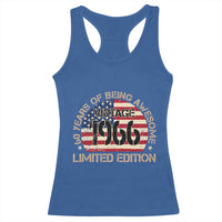 60th Birthday Racerback Tank Top Vintage 1966 60 Year Old Birthday USA Flag