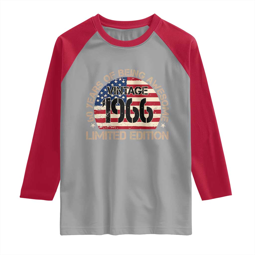 60th Birthday Raglan Shirt Vintage 1966 60 Year Old Birthday USA Flag