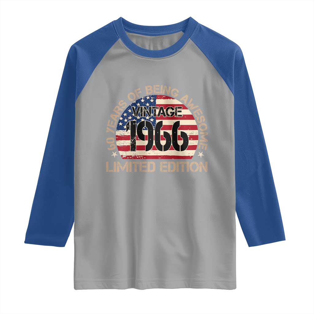 60th Birthday Raglan Shirt Vintage 1966 60 Year Old Birthday USA Flag