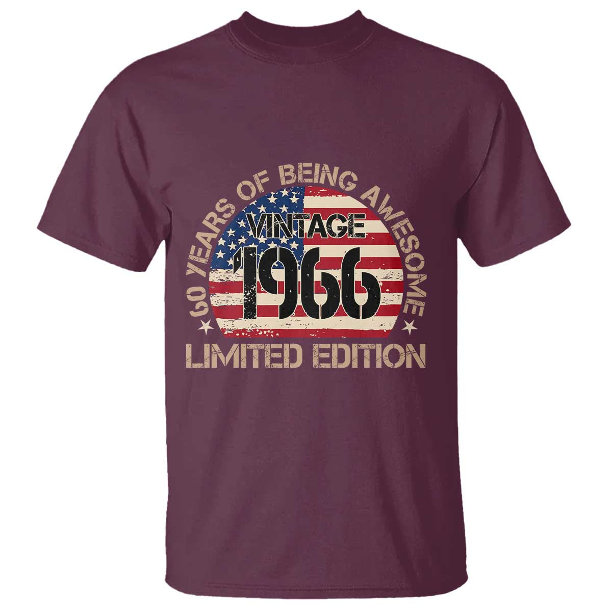 60th Birthday T Shirt Vintage 1966 60 Year Old Birthday USA Flag