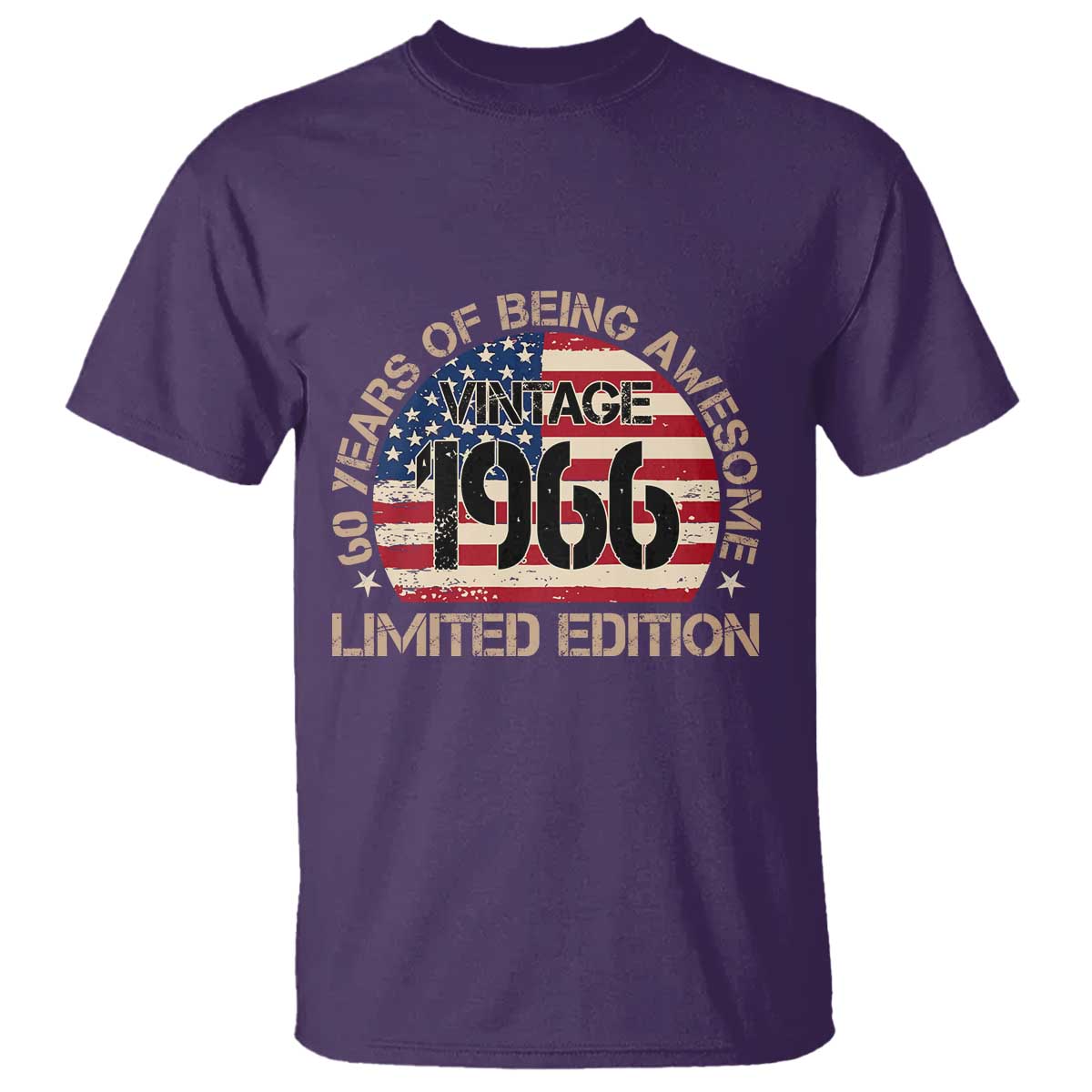 60th Birthday T Shirt Vintage 1966 60 Year Old Birthday USA Flag