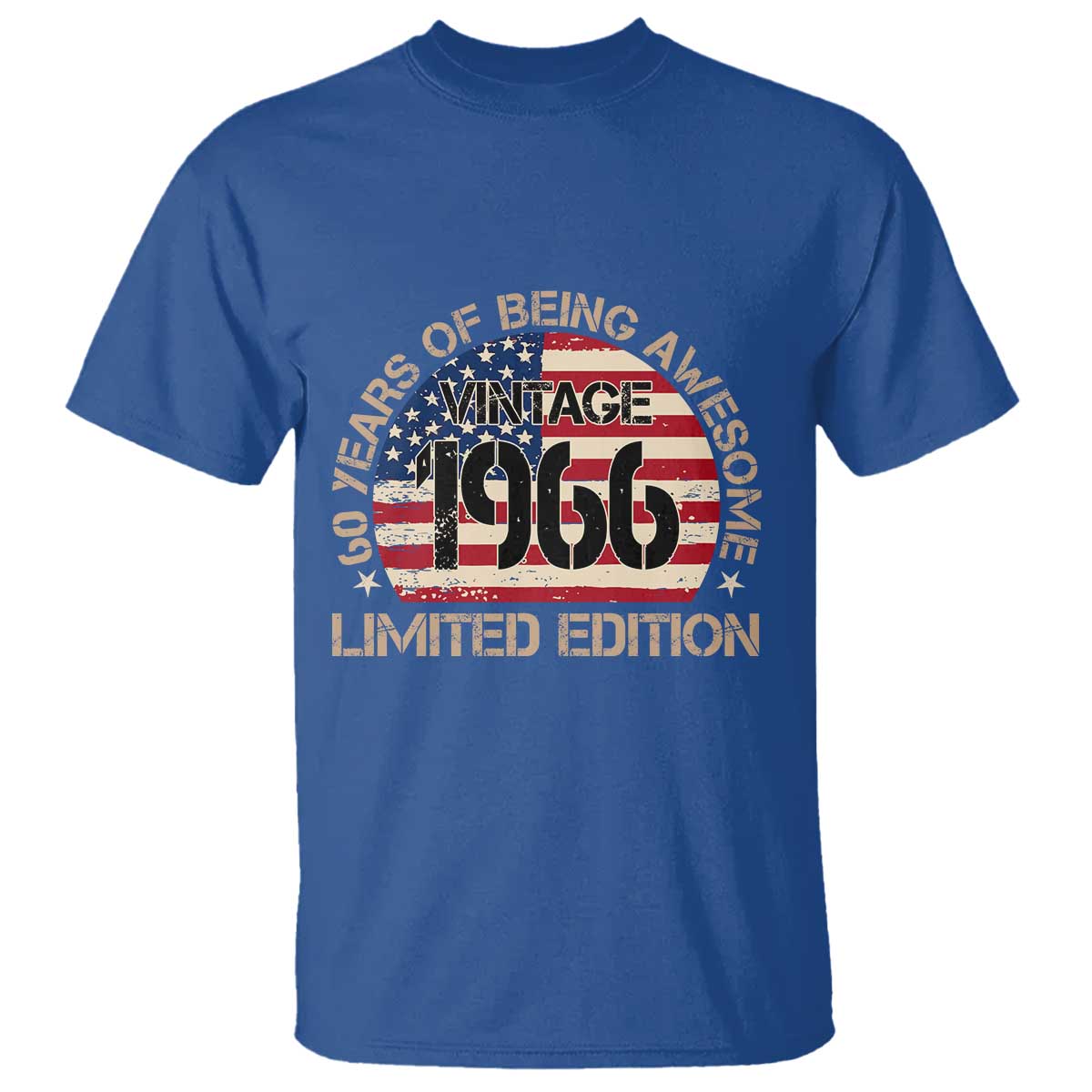60th Birthday T Shirt Vintage 1966 60 Year Old Birthday USA Flag