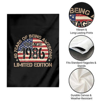 40th Birthday Garden Flag Vintage 1986 40 Year Old Birthday USA Flag