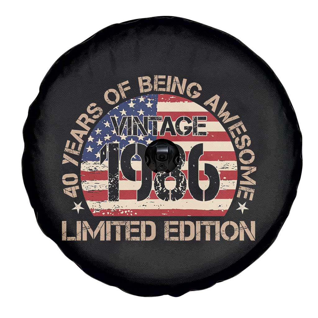 40th Birthday Spare Tire Cover Vintage 1986 40 Year Old Birthday USA Flag