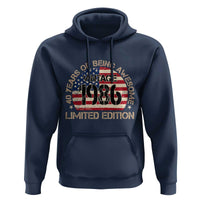 40th Birthday Hoodie Vintage 1986 40 Year Old Birthday USA Flag