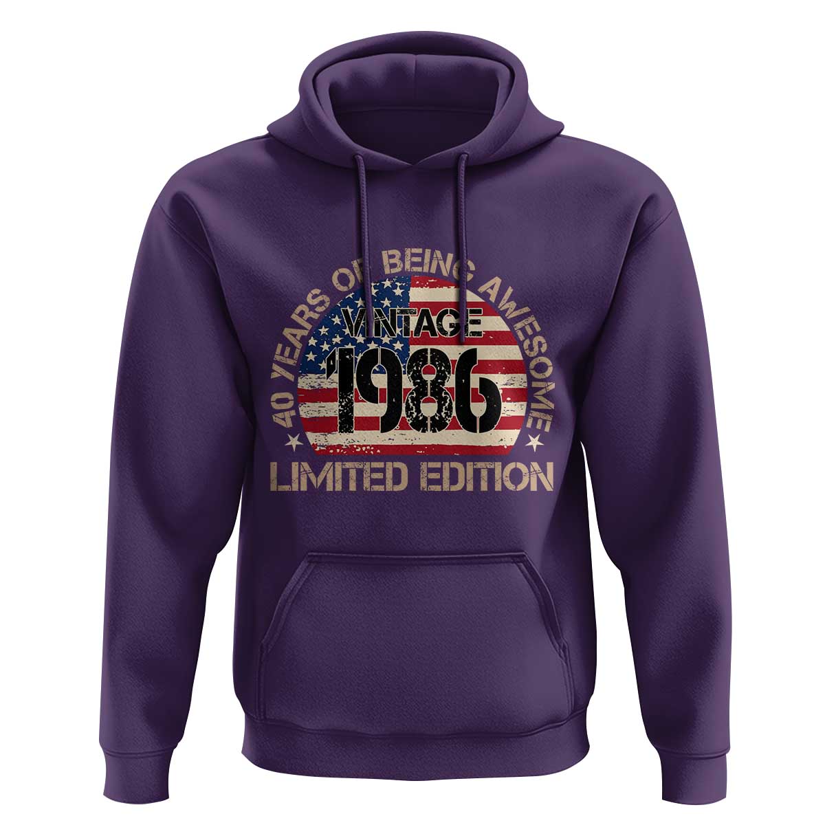 40th Birthday Hoodie Vintage 1986 40 Year Old Birthday USA Flag