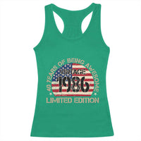 40th Birthday Racerback Tank Top Vintage 1986 40 Year Old Birthday USA Flag