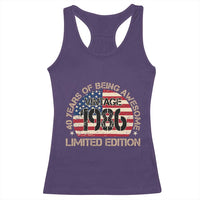 40th Birthday Racerback Tank Top Vintage 1986 40 Year Old Birthday USA Flag