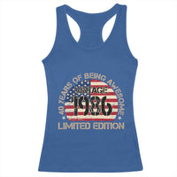 40th Birthday Racerback Tank Top Vintage 1986 40 Year Old Birthday USA Flag