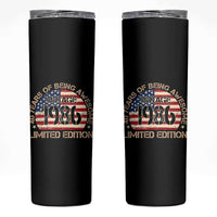 40th Birthday Skinny Tumbler Vintage 1986 40 Year Old Birthday USA Flag