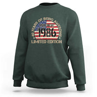 40th Birthday Sweatshirt Vintage 1986 40 Year Old Birthday USA Flag