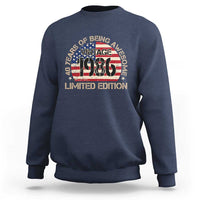 40th Birthday Sweatshirt Vintage 1986 40 Year Old Birthday USA Flag