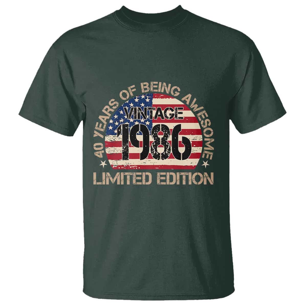 40th Birthday T Shirt Vintage 1986 40 Year Old Birthday USA Flag