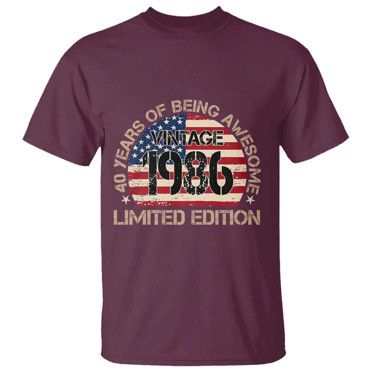 40th Birthday T Shirt Vintage 1986 40 Year Old Birthday USA Flag