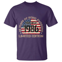 40th Birthday T Shirt Vintage 1986 40 Year Old Birthday USA Flag