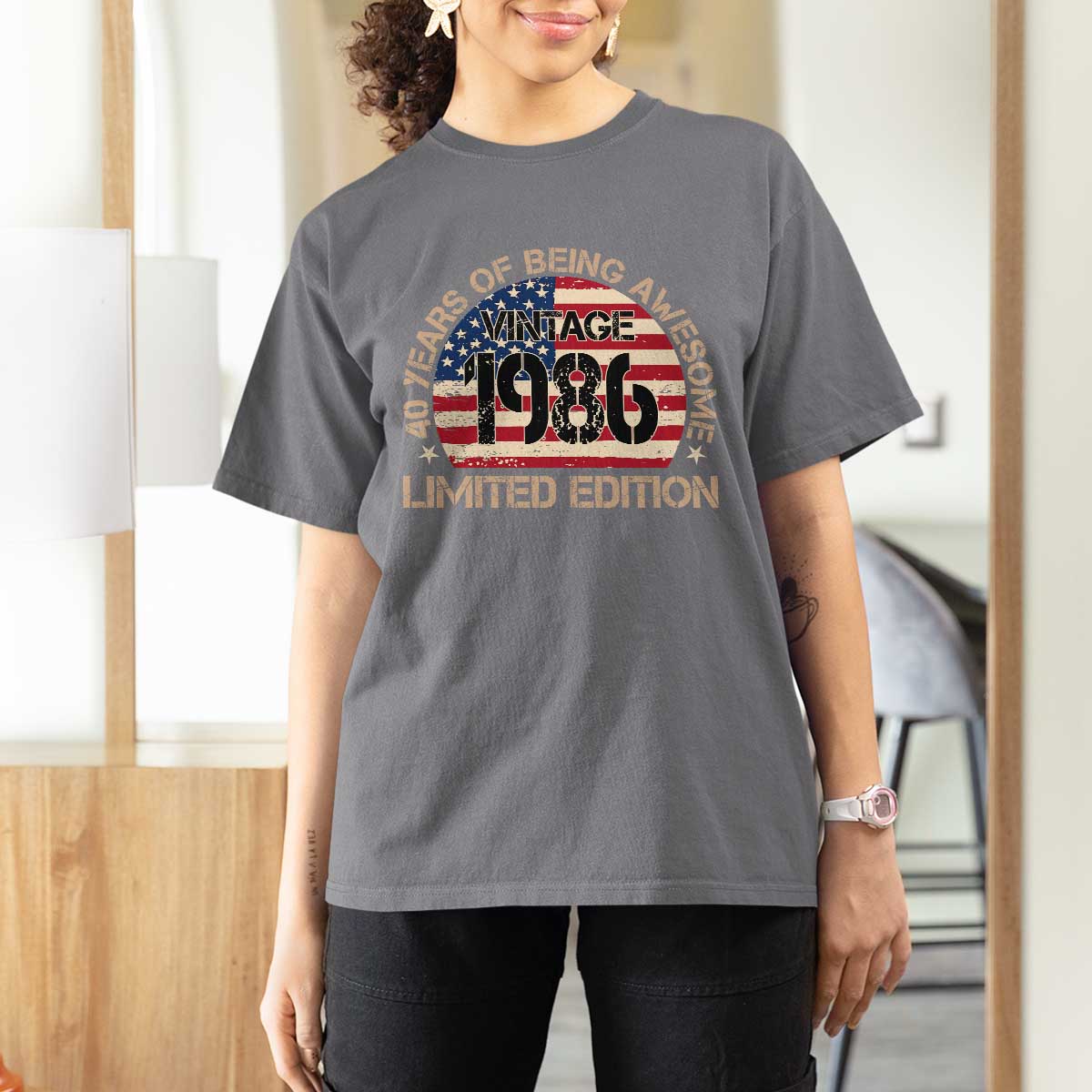 40th Birthday T Shirt For Women Vintage 1986 40 Year Old Birthday USA Flag