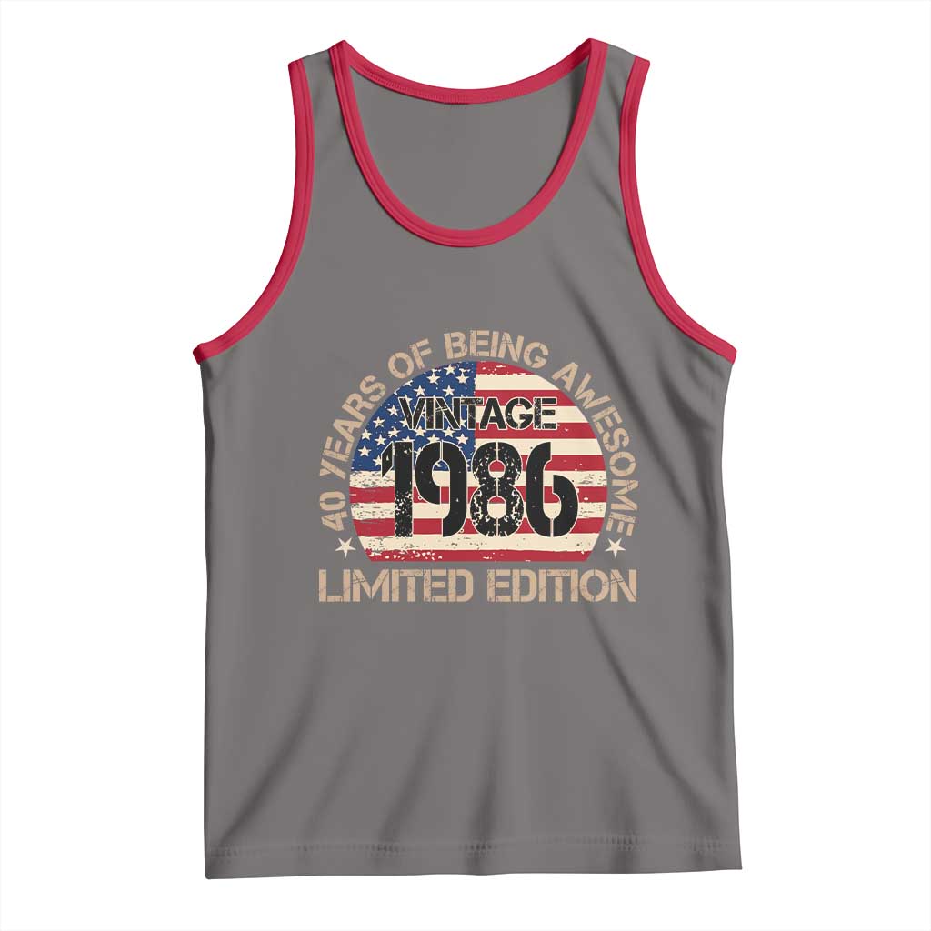 40th Birthday Tank Top Vintage 1986 40 Year Old Birthday USA Flag