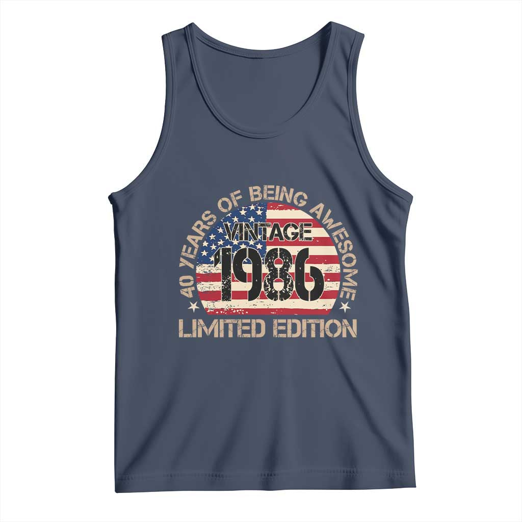 40th Birthday Tank Top Vintage 1986 40 Year Old Birthday USA Flag