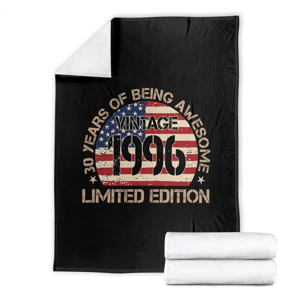 30th Birthday Throw Blanket Vintage 1996 30 Year Old Birthday USA Flag