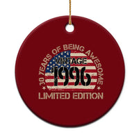 30th Birthday Ceramic Ornament Vintage 1996 30 Year Old Birthday USA Flag