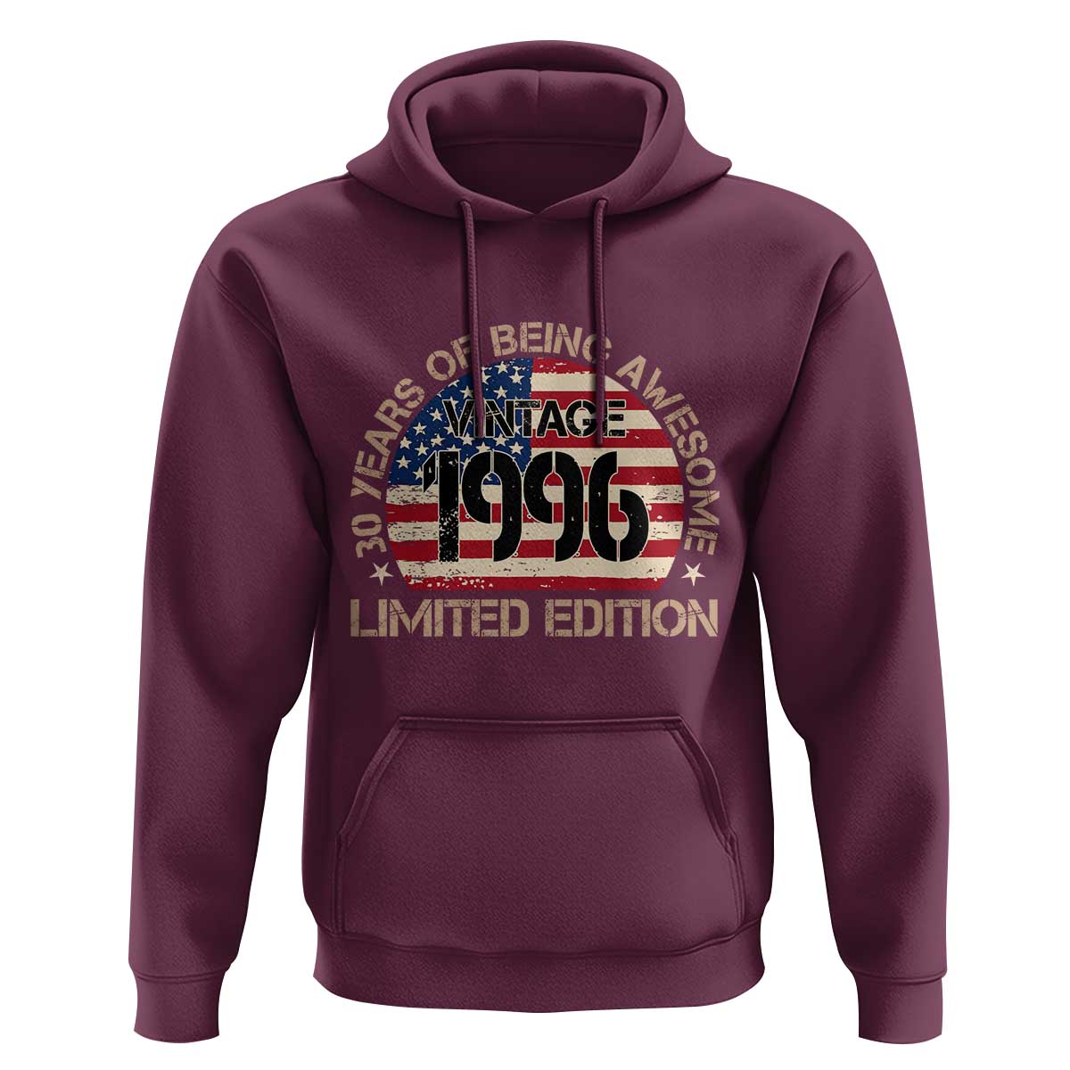 30th Birthday Hoodie Vintage 1996 30 Year Old Birthday USA Flag