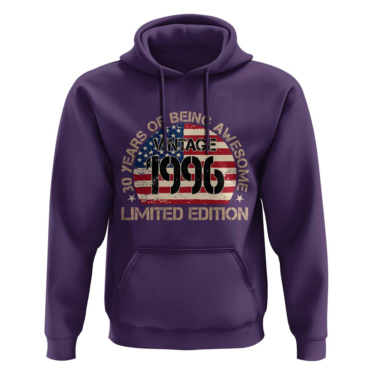 30th Birthday Hoodie Vintage 1996 30 Year Old Birthday USA Flag