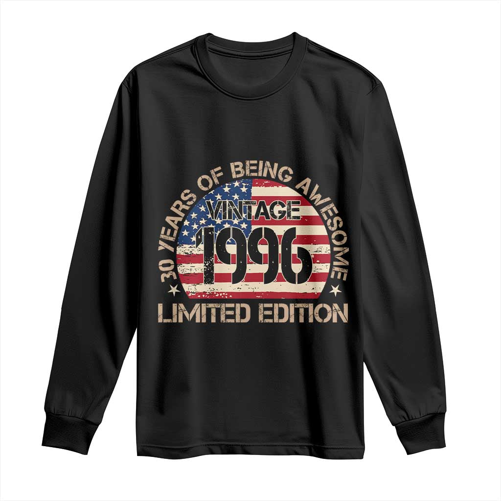 30th Birthday Long Sleeve Shirt Vintage 1996 30 Year Old Birthday USA Flag