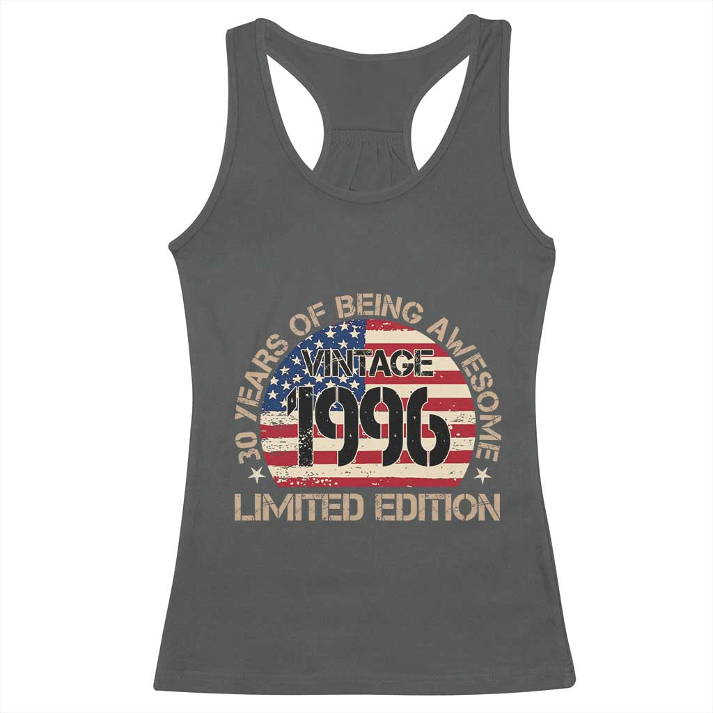 30th Birthday Racerback Tank Top Vintage 1996 30 Year Old Birthday USA Flag