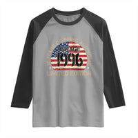 30th Birthday Raglan Shirt Vintage 1996 30 Year Old Birthday USA Flag