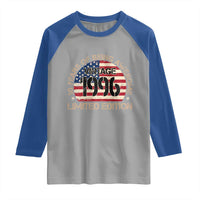 30th Birthday Raglan Shirt Vintage 1996 30 Year Old Birthday USA Flag