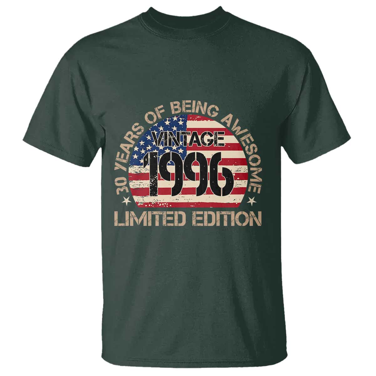 30th Birthday T Shirt Vintage 1996 30 Year Old Birthday USA Flag