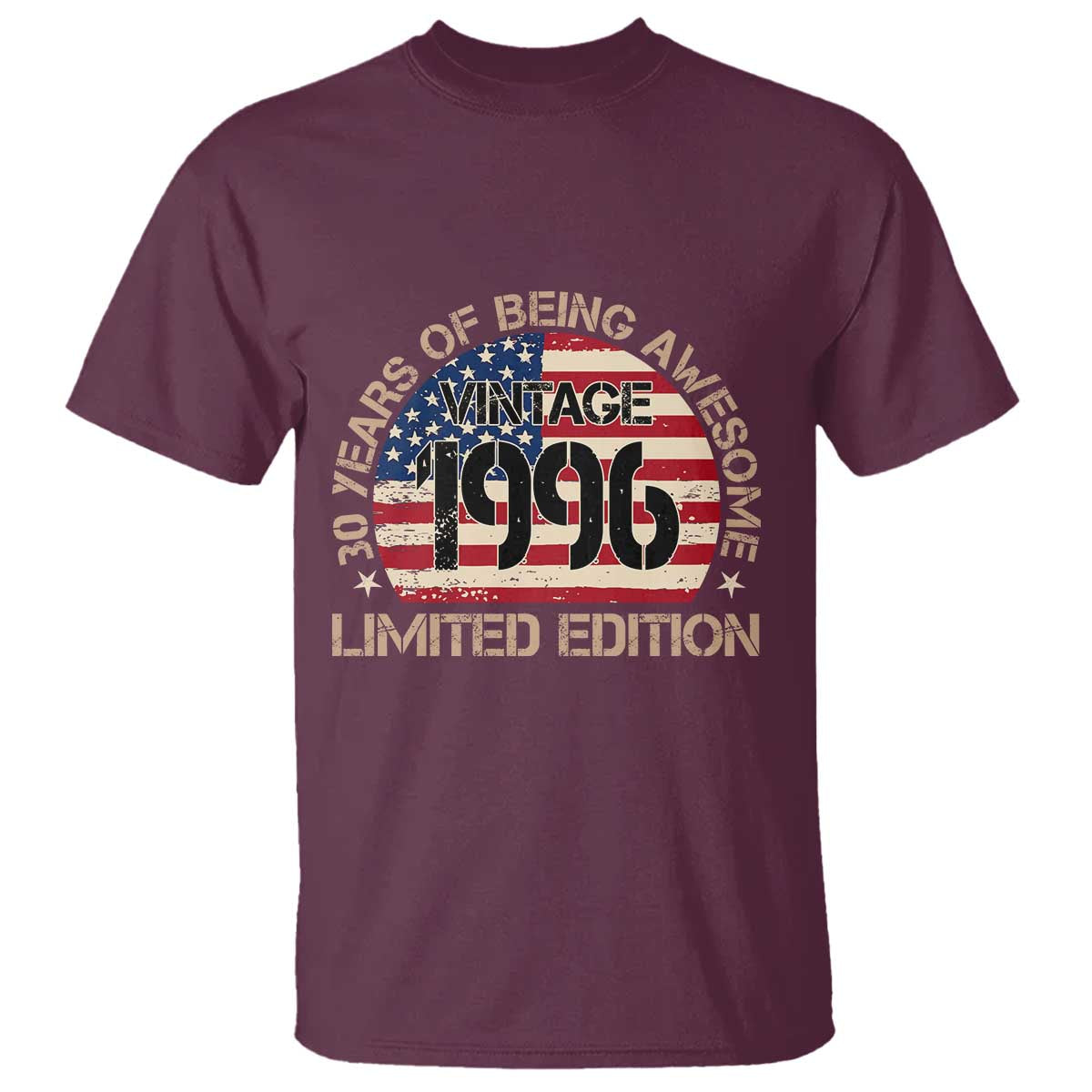 30th Birthday T Shirt Vintage 1996 30 Year Old Birthday USA Flag