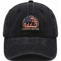 30th Birthday Washed Cotton Baseball Cap Vintage 1996 30 Year Old Birthday USA Flag