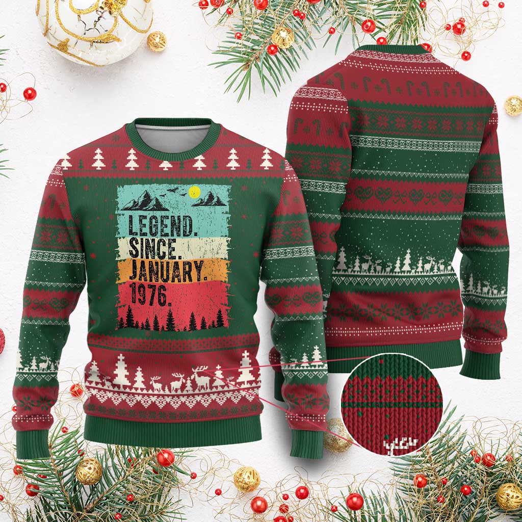 Personalized 1976 Birthday Ugly Christmas Sweater Custom Date Vintage Retro 50th Birthday Gifts 50 Years Old