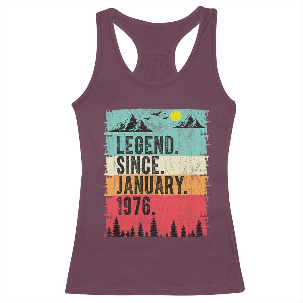 Personalized 1976 Birthday Racerback Tank Top Custom Date Vintage Retro 50th Birthday Gifts 50 Years Old