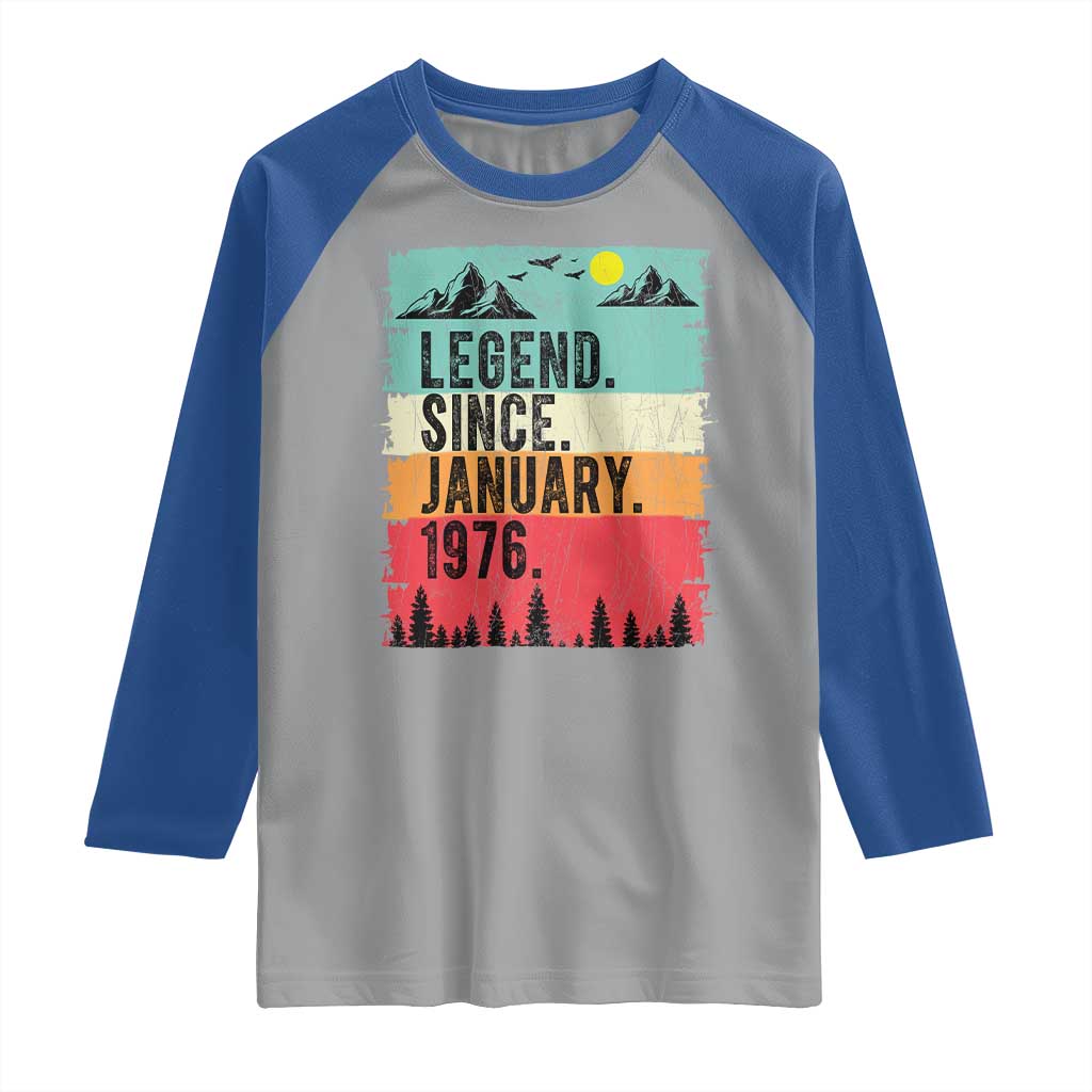 Personalized 1976 Birthday Raglan Shirt Custom Date Vintage Retro 50th Birthday Gifts 50 Years Old