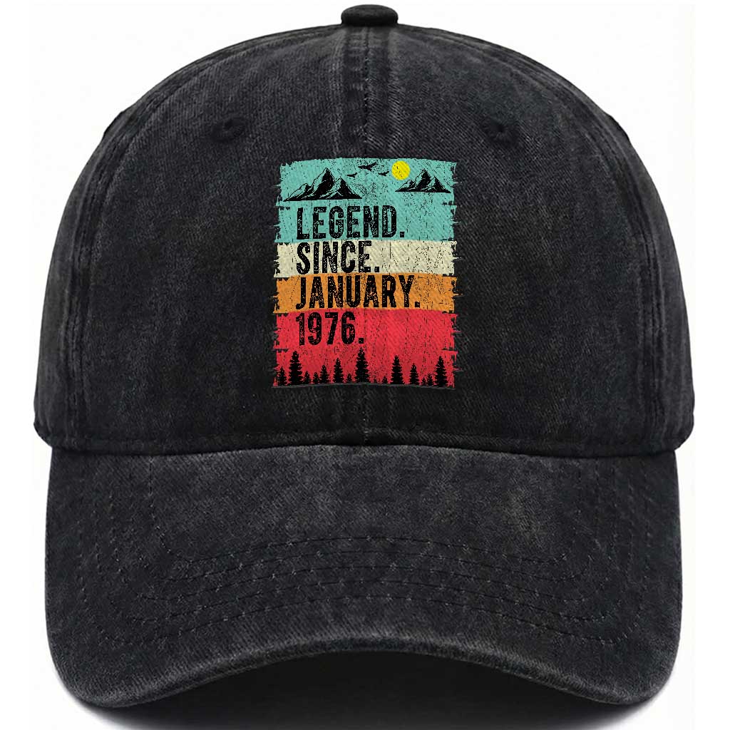 Personalized 1976 Birthday Washed Cotton Baseball Cap Custom Date Vintage Retro 50th Birthday Gifts 50 Years Old