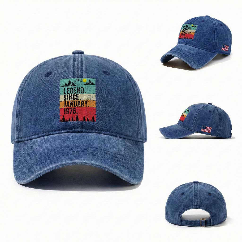 Personalized 1976 Birthday Washed Cotton Baseball Cap Custom Date Vintage Retro 50th Birthday Gifts 50 Years Old
