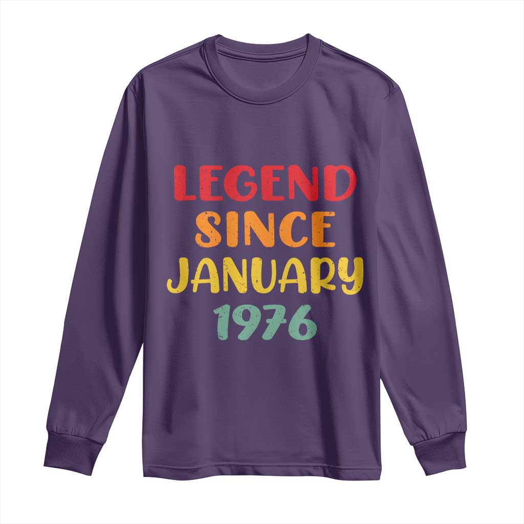 Personalized Legend Since 1976 Long Sleeve Shirt Custom Month Vintage Retro 50th Birthday Gifts 50 Years Old