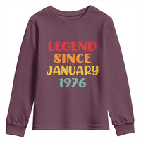 Personalized Legend Since 1976 Youth Sweatshirt Custom Month Vintage Retro 50th Birthday Gifts 50 Years Old