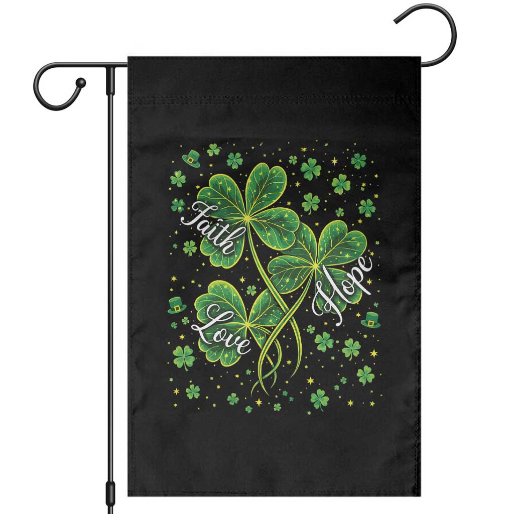 Four Leaf Clover Christian Garden Flag Irish Lucky Shamrock Faith Hope Love Religious
